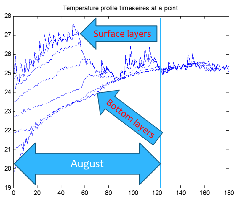 Temperature profile time series at a fixed station
