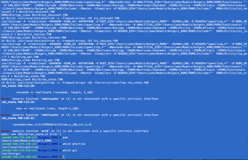 ROMS compilation error in Mac OSX with gfortran